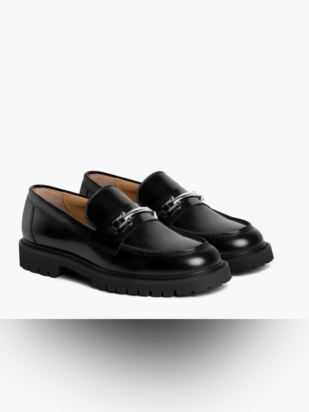 Women’s Penny Lug Sole Loafer Black & Silver